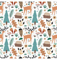 cute scandinavian seamless pattern with woodland vector image