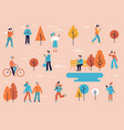 in flat style - men and women walking holding vector image vector image