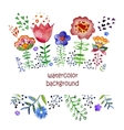 composition with pretty watercolor flowers vector image