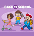 cartoon elementary age children with back vector image