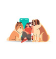 girl pet owner with cute dogs spending time vector image vector image