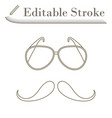 glasses and mustache icon vector image