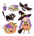 halloween characters hand drawn cartoon clip art vector image vector image