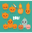 funny pumpkins wish you a happy halloween vector image