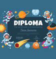 space diploma happy kids astronauts fly around vector image