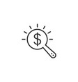 magnifier glass with money icon in flat style vector image
