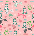 seamless mermaid childish drawing pattern vector image