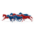 7 horses running cartoon graphic vector image vector image