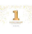 anniversary 1 gold 3d numbers poster template vector image vector image