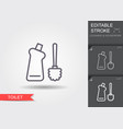toilet brush and bottle with cleaner line icon vector image