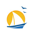 blue sailing boat logo icon abstract template vector image