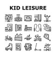 kid leisure child fun happy icons set vector image