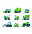 urban cleaning vehicles sweepers for downtown vector image vector image