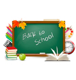 back to schoback school green desk with splies vector image vector image