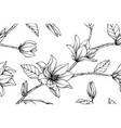 seamless pattern magnolia flower and leaf hand vector image