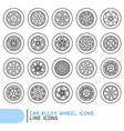 car alloy wheel line icons vector image vector image
