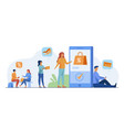 customers with smartphones shopping online vector image
