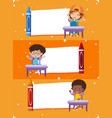 Three banner templates with happy children Vector Image