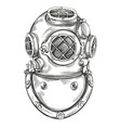 old underwater diving helmet hand drawn vector image vector image