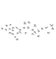 flocks flying birds isolated abstract line vector image
