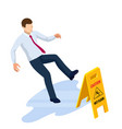 isometric caution wet floor sign isolated on white vector image