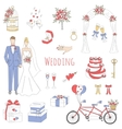 set of hand drawn wedding icons vector image