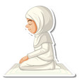 a sticker template with muslim girl sitting vector image