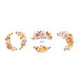 elegant floral fall autumn flower wreath frame set vector image vector image