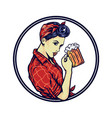 retro girl holding a beer vector image