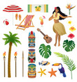 tropical hawaiian realistic collection vector image