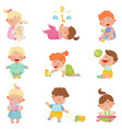 baby boys and girls sitting on floor vector image