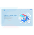 isometric chat bot and online survey online exam vector image