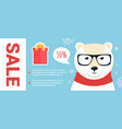 christmas sale promo cartoon polar bear vector image vector image