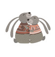cute bunnies hugging vector image