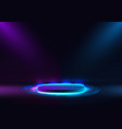 3d purple and blue neon glowing light podium vector image