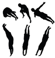 jumping into the water people black silhouette vector image