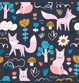 seamless childish pattern with cute foxes vector image vector image