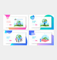 world in hands landing page template set vector image