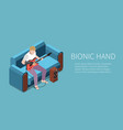 bionic hand guitarist banner vector image vector image
