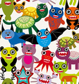 cute cartoon monsters seamless pattern on a white vector image