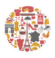 france travel sightseeing icons vector image