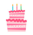 birthday cake with candles cartoon vector image