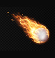 flying white volleyball ball and fire flame trails vector image vector image