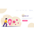 people with a shield is protected from virus vector image