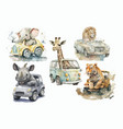 set of elephant giraffe lion hippopotamus vector image vector image