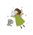 Cartoon angel and cat Royalty Free Vector Image