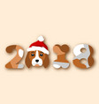 happy chinese new year 2018 face dog in santa hat vector image vector image