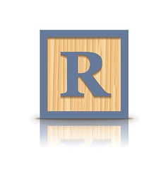 Letter r wooden alphabet block Royalty Free Vector Image