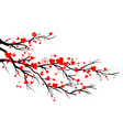 spring blooming red hearts branch vector image