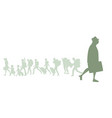 silhouette of senior traveler man with hat vector image